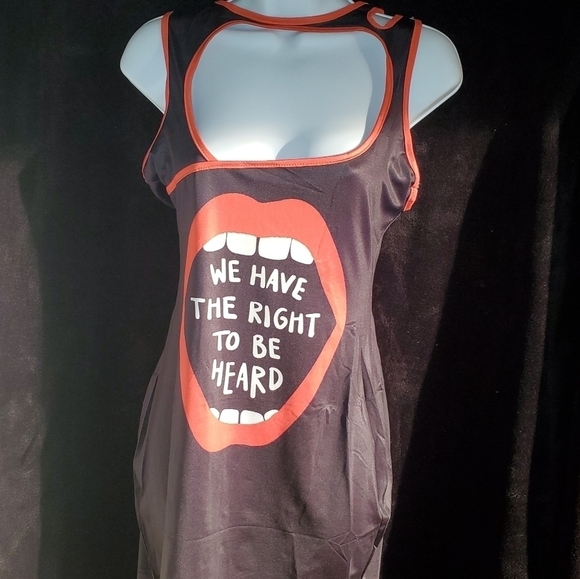 Women's We Have The Right To Be Heard black, red, and white Mini Bodycon dresses - Picture 2 of 6